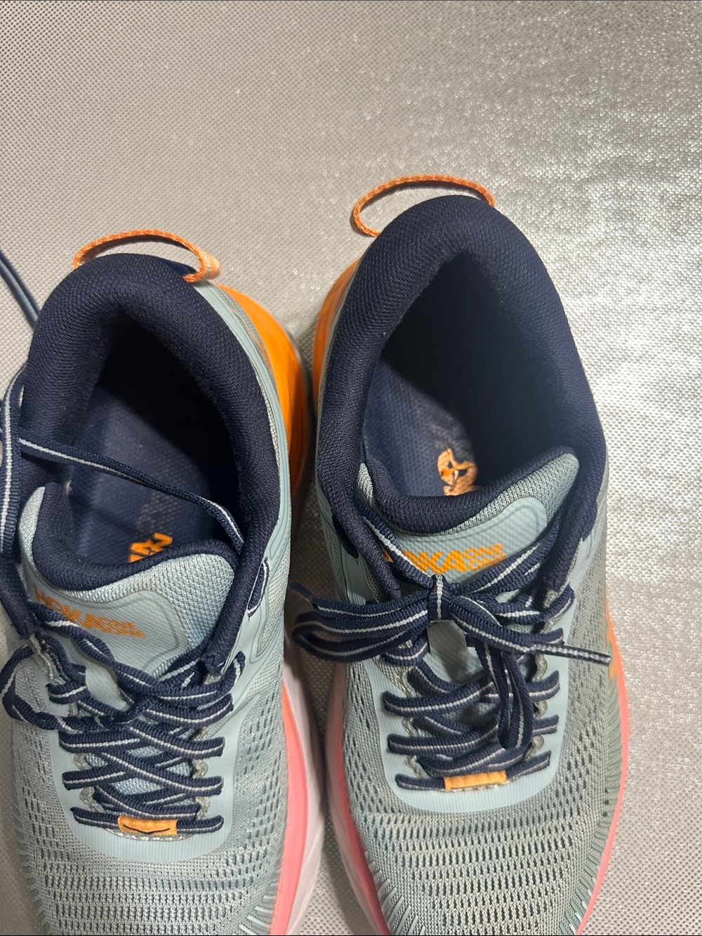 Hoka One One Women’s Running Shoes - Mint Green with Coral and Orange Trim - Picture 8 of 10